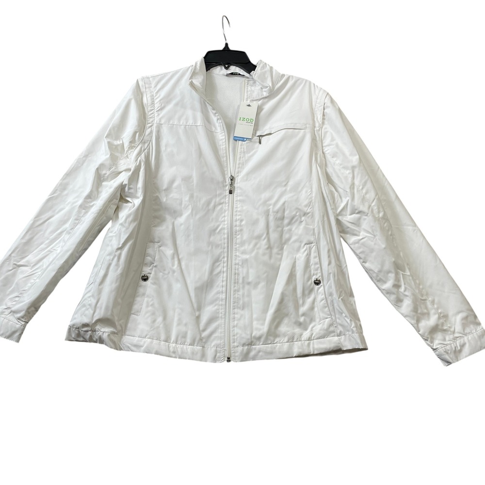 IZOD XFG Women XL White Convertible Golf Jacket Full Zip Mesh Lined NWT